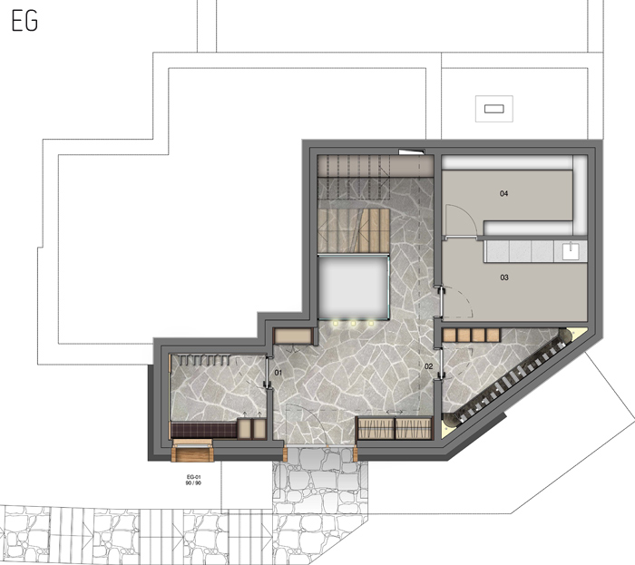 EG Chalet Schweiz diesigner konzept Grundriss